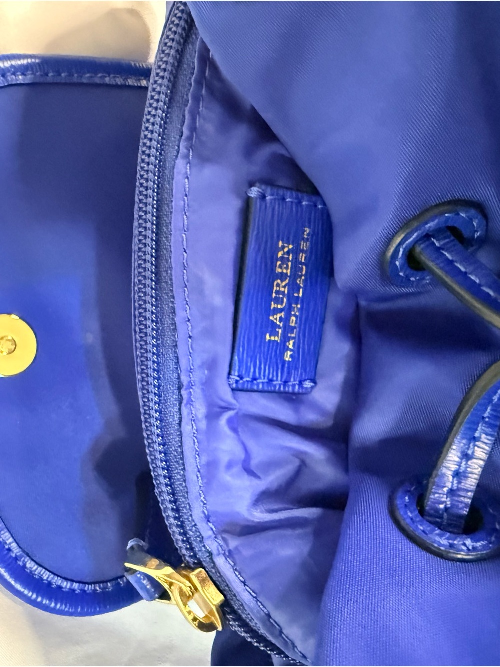 Ralph Lauren Royal Blue Nylon Mini Backpack with Gold Hardware - Picture 4 of 5